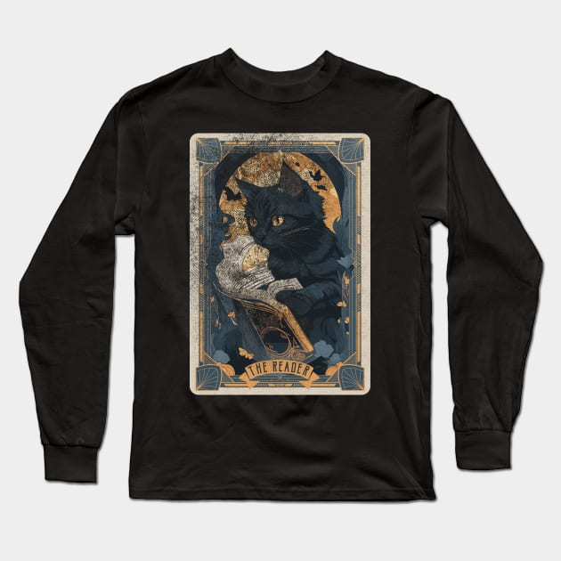 The Reader Retro Monster Halloween Tarot Card Long Sleeve T-Shirt by DanielLiamGill